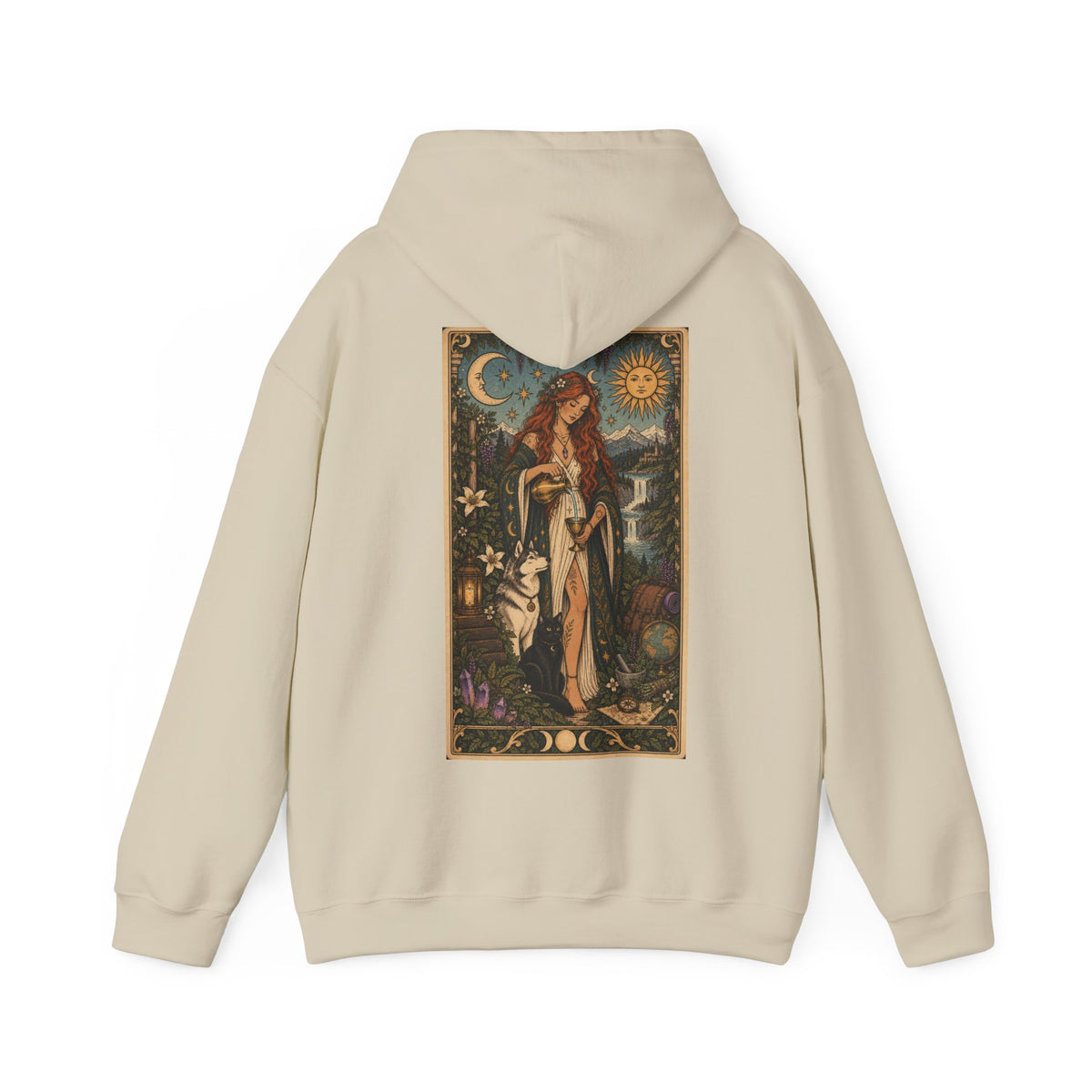 Hoodie Tarot L’Enchanteresse — La jeune femme du Soleil et de la Lune