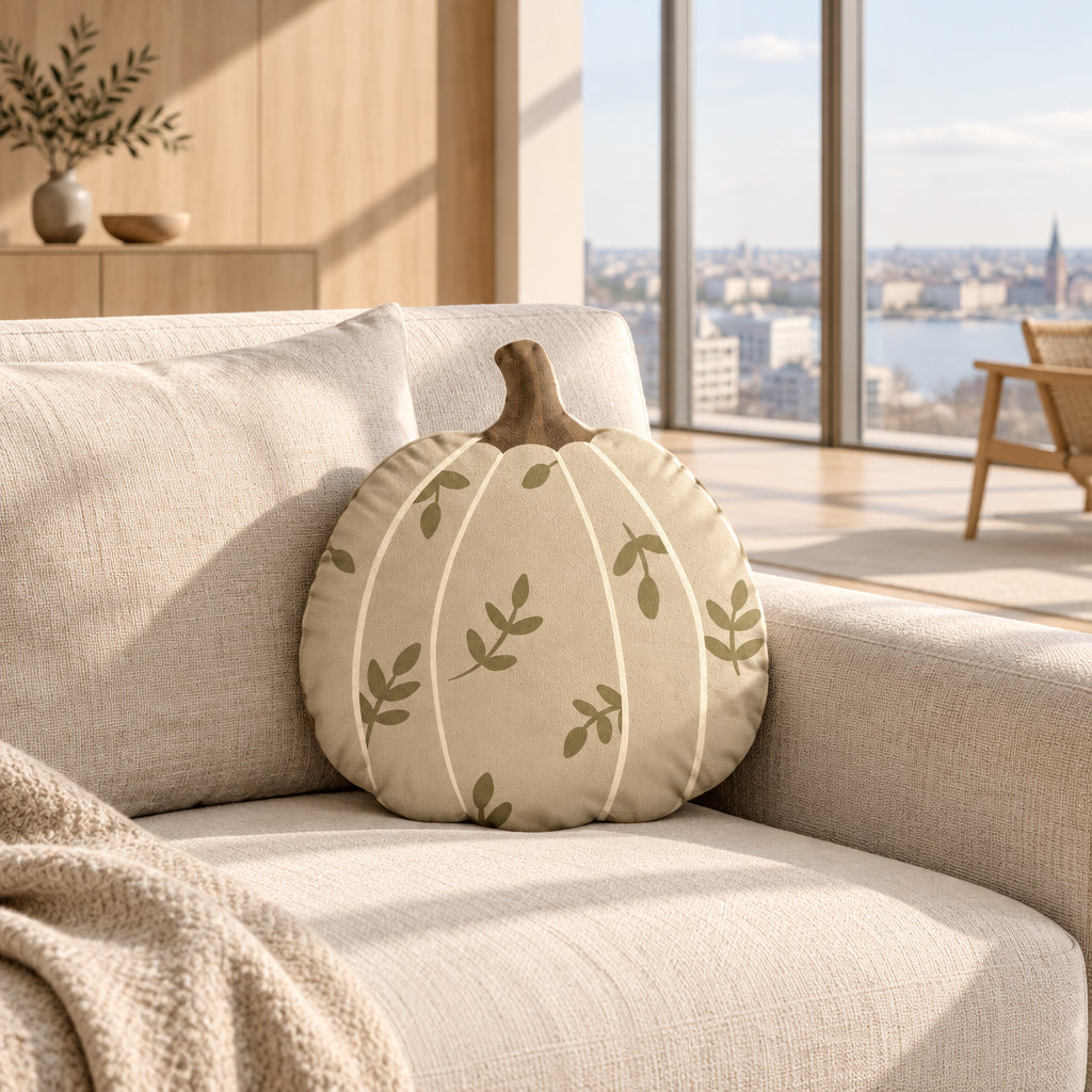 Coussin citrouille feuilles de sauge