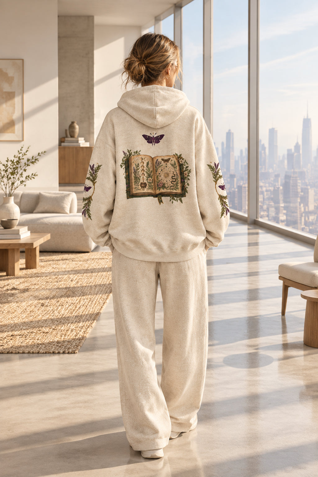 Hoodie Papillon violet et laurier — vue 2