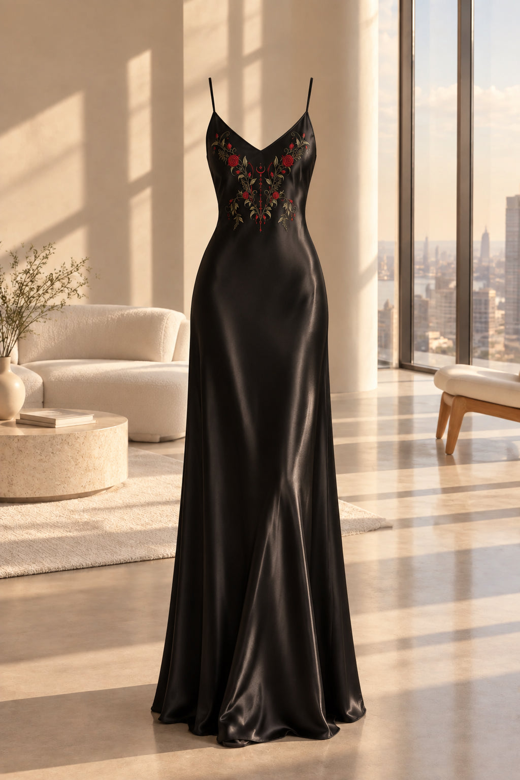 Robe nuisette longue Rose de minuit