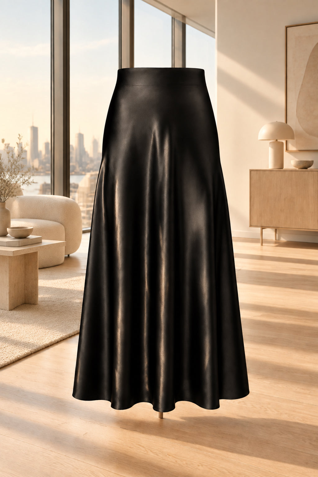 Jupe midi Satin de minuit