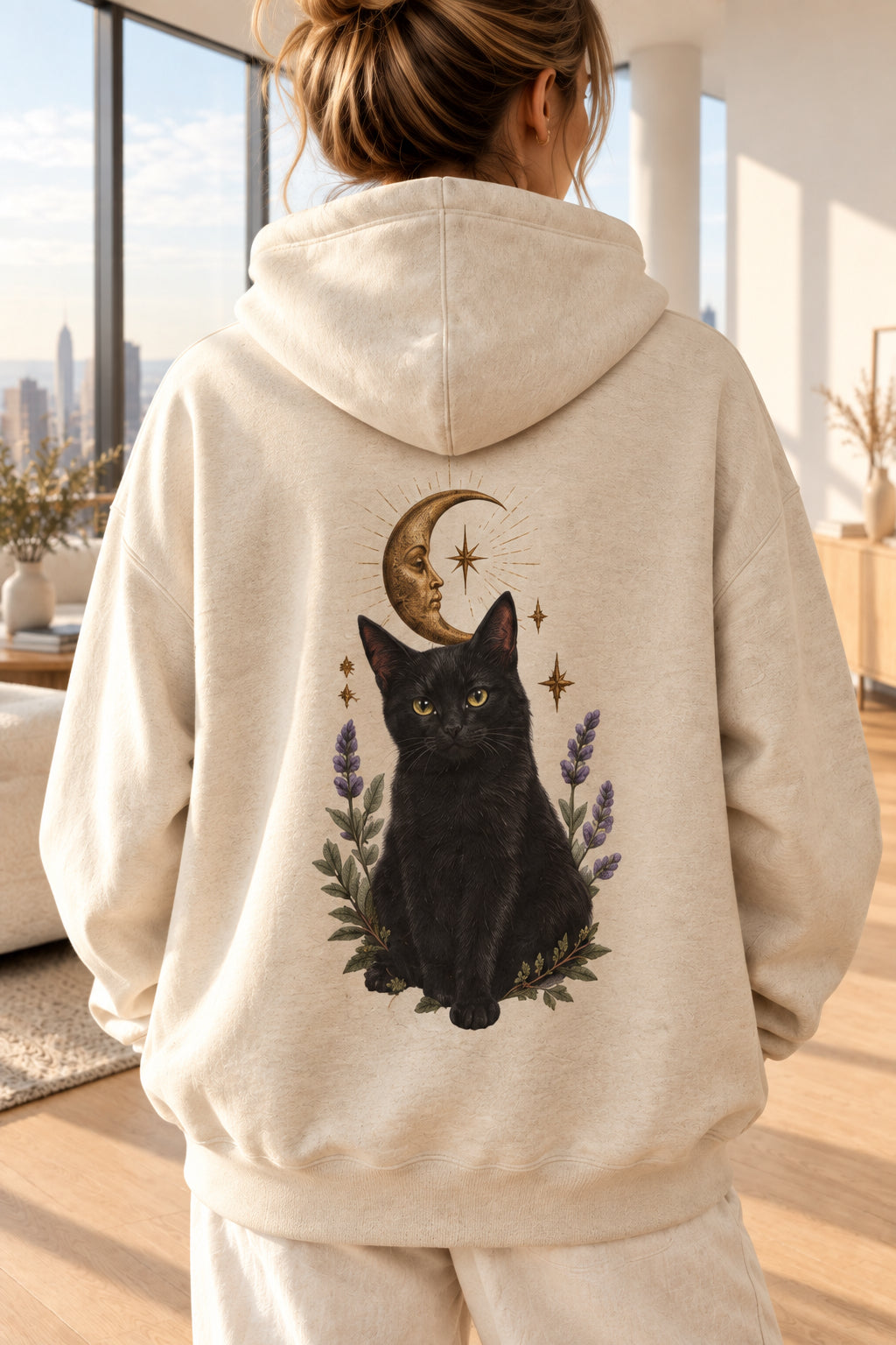 Hoodie Chat noir et Lune